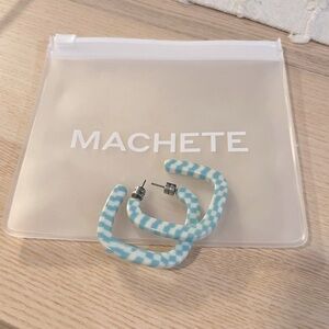 MACHETE Midi Square Hoop Earrings - Checker Blue